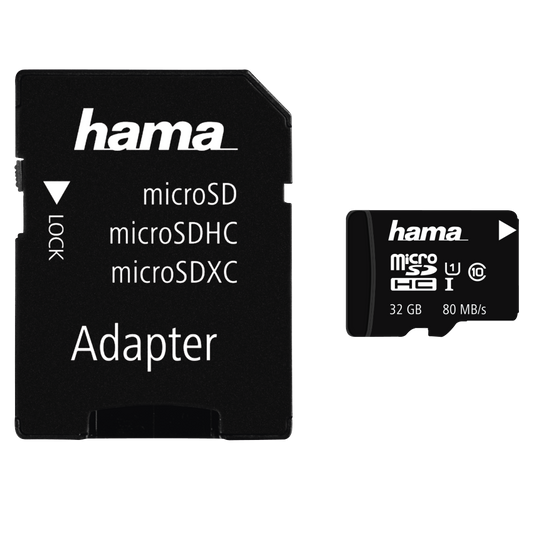 Hama microSDHC 32GB Class 10 UHS-1 80MB's +Adapter
