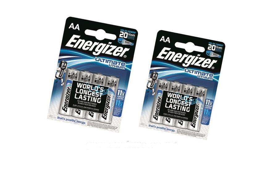 x8 AA Energizer Ultimate Lithium Batteries (2x4) 8pk