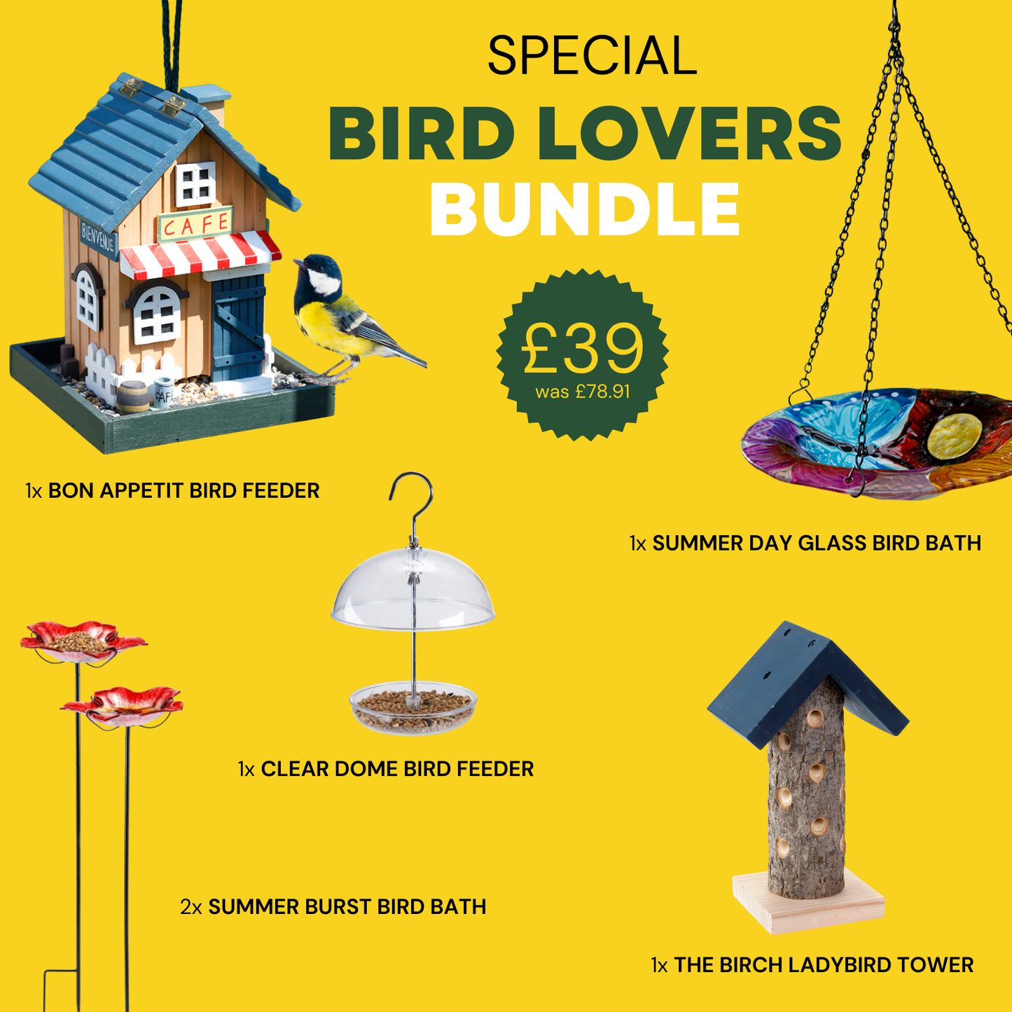 Bird Lovers Bundle - The perfect kit bring birds in your Garden