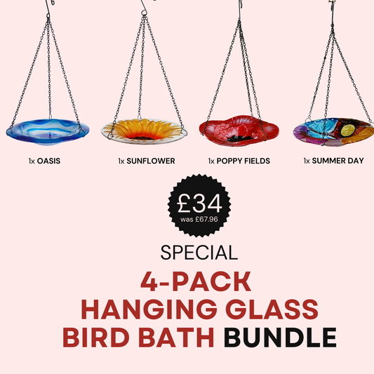 4-Pack Hanging Glass Bird Bath Bundle